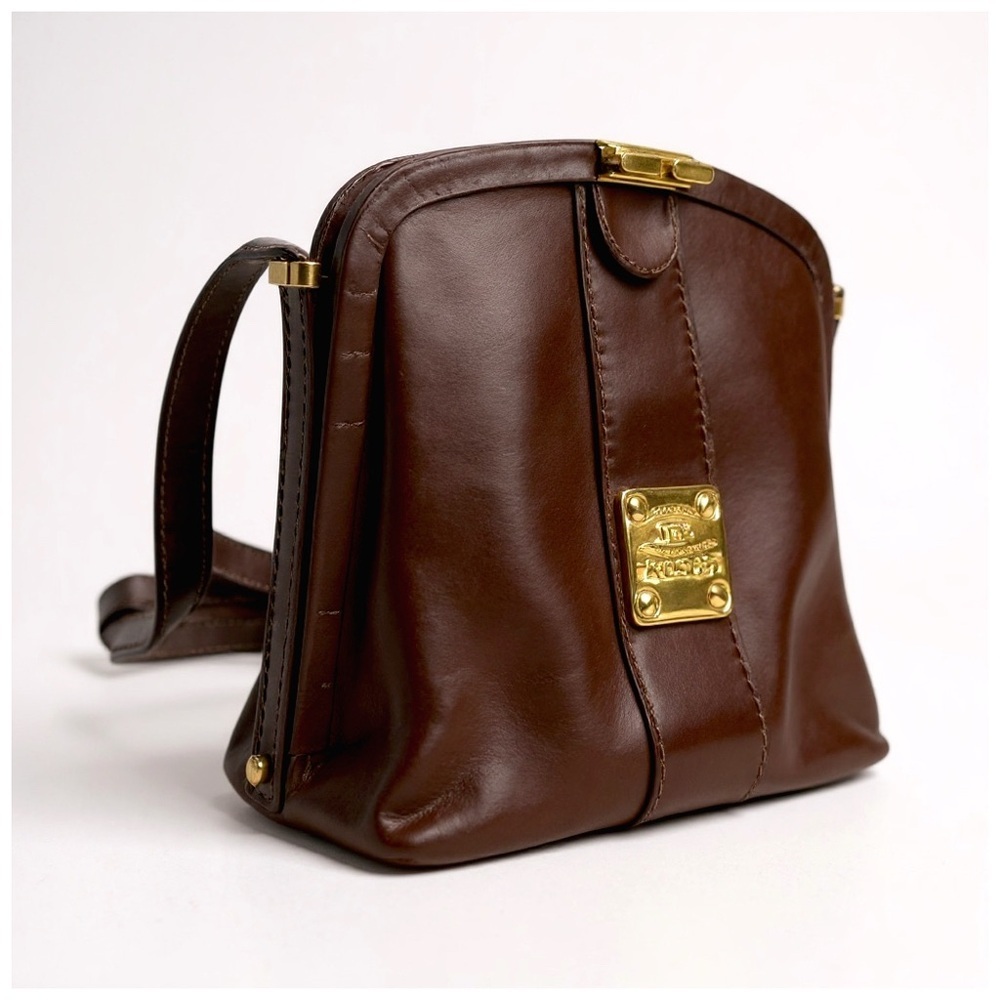Vintage HCL Leather Crossbody Bag W/ Gold Accents - Picture 9 of 13
